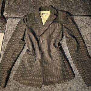 ANTONIO MELANI Olive Striped Suit Jacket